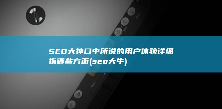 SEO大神口中所说的用户体验详细指哪些方面