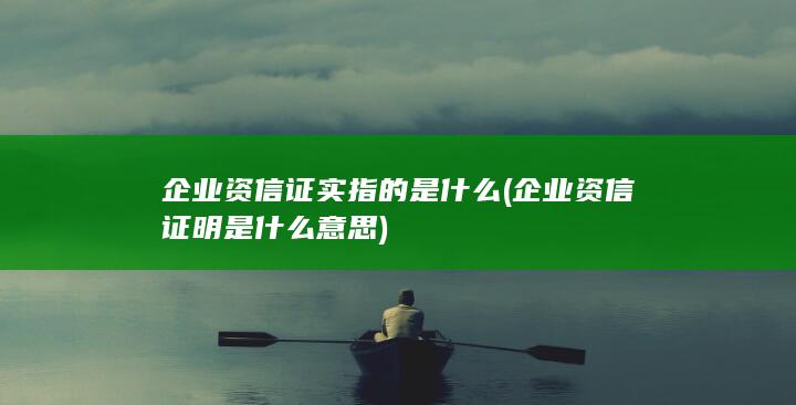 企业资信证实指的是什么