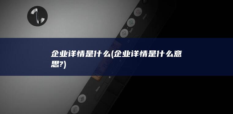 企业详情是什么意思?