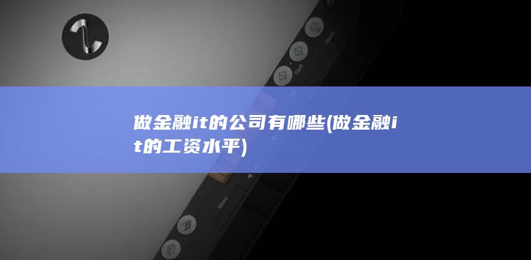 做金融it的工资水平