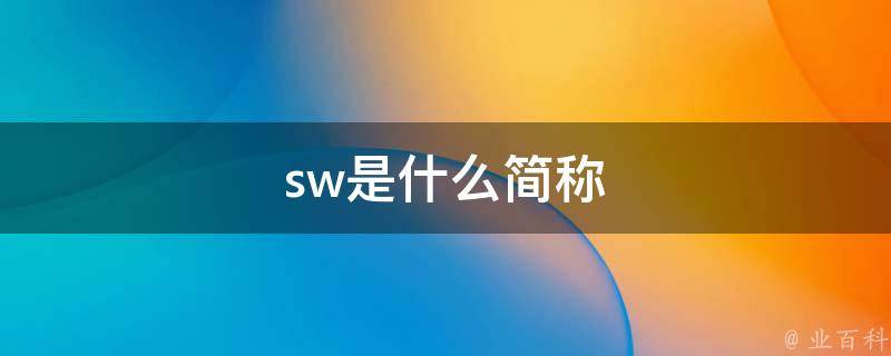 sw是什么软件的提示音