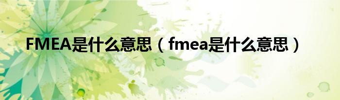 FMEA是什么工具